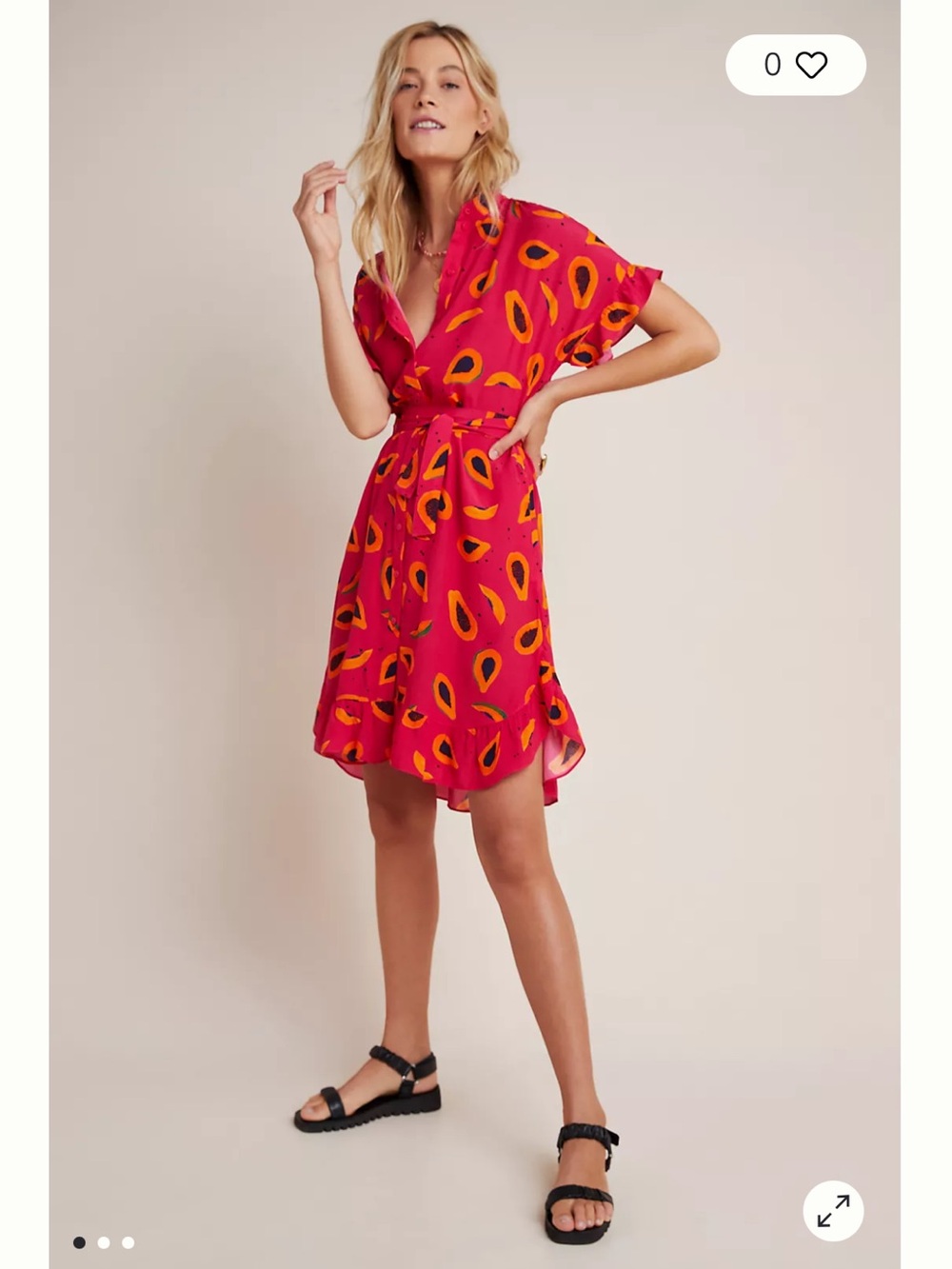 Corey Lynn Calter Fuchsia Pink Wrap Dress with Yellow and Black Print